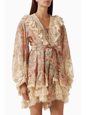 Zimmermann Rebellion Lace-Up Mini Dress